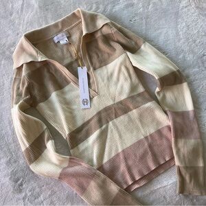 Nwt House Of Harlow 1960 Striped Long Sleeve Crop Shirt